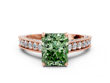 Rose gold Fancy Green Radiant  Cut Diamond Pave Band with Four-Prong Setting_36