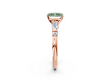 Rose gold Fancy Green Radiant  Cut Diamond Ring with Baguette Side Stones, Channel Set Band, and Four-Prong Setting_26
