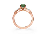 Rose gold Fancy Green Radiant  Cut Diamond Ring with Baguette Side Stones, Channel Set Band, and Four-Prong Setting_27