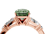 Rose gold Fancy Green Radiant  Cut Diamond Ring with Baguette Side Stones, Channel Set Band, and Four-Prong Setting_28