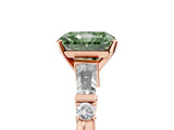 Rose gold Fancy Green Radiant  Cut Diamond Ring with Baguette Side Stones, Channel Set Band, and Four-Prong Setting_29