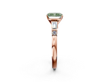 Rose gold Fancy Green Radiant  Cut Diamond Ring with Baguette Side Stones, Channel Set Band, and Four-Prong Setting_5