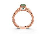 Rose gold Fancy Green Radiant Cut Diamond Ring with Milgrain Pavé Band and Four-Prong Setting_22