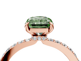 Rose gold Fancy Green Radiant  Cut Diamond Ring with Pavé Band and Four-Prong Setting_63