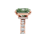 Rose gold Fancy Green Radiant  Cut Diamond Ring with Pavé Band and Four-Prong Setting_64