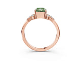 Rose gold Fancy Green Radiant Cut Diamond Ring with Side Stones and Four-Prong Setting_112