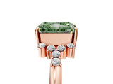 Rose gold Fancy Green Radiant Cut Diamond Ring with Side Stones and Four-Prong Setting_114