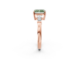 Rose gold Fancy Green Radiant  Cut Diamond Ring with Tapered Baguette Side Stones in Four-Prong Setting_5