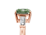 Rose gold Fancy Green Radiant  Cut Diamond Ring with Tapered Baguette Side Stones in Four-Prong Setting_8