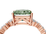 Rose gold Fancy Green Radiant Cut Diamond Scattered Round Accent Ring with Prong Setting_16