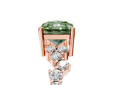 Rose gold Fancy Green Radiant Cut Diamond Scattered Round Accent Ring with Prong Setting_17