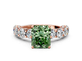 Rose gold Fancy Green Radiant Cut Diamond Side Stone Engagement Ring with Four-Prong Setting_24