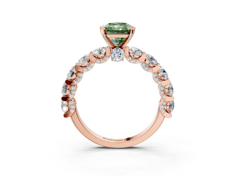 Rose gold Fancy Green Radiant Cut Diamond Side Stone Engagement Ring with Four-Prong Setting_27