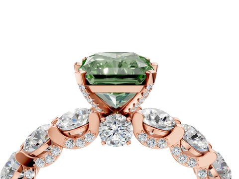 Rose gold Fancy Green Radiant Cut Diamond Side Stone Engagement Ring with Four-Prong Setting_28