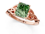 Rose gold Fancy Green Radiant Cut Diamond Solitaire Celtic Knot Ring with Four-Prong Setting_42