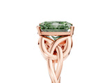 Rose gold Fancy Green Radiant Cut Diamond Solitaire Celtic Knot Ring with Four-Prong Setting_46