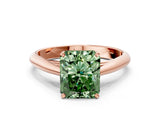 Rose gold Fancy Green Radiant Cut Diamond Solitaire Engagement Ring with Cathedral Setting and Four-Prong Mount_117