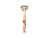 Rose gold Fancy Green Radiant Cut Diamond Solitaire Engagement Ring with Cathedral Setting and Four-Prong Mount_119