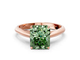Rose gold Fancy Green Radiant Cut Diamond Solitaire Engagement Ring with Cathedral Setting and Four-Prong Mount_30