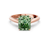 Rose gold Fancy Green Radiant Cut Diamond Solitaire Engagement Ring with Cathedral Setting and Four-Prong Mount_66