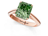 Rose gold Fancy Green Radiant Cut Diamond Solitaire Engagement Ring with Cathedral Setting and Four-Prong Mount_67