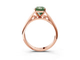 Rose gold Fancy Green Radiant Cut Diamond Solitaire Engagement Ring with Cathedral Setting and Four-Prong Mount_69