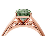 Rose gold Fancy Green Radiant Cut Diamond Solitaire Engagement Ring with Cathedral Setting and Four-Prong Mount_70