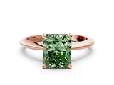 Rose gold Fancy Green Radiant Cut Diamond Solitaire Engagement Ring with Classic Band and Four-Prong Setting_107