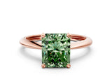 Rose gold Fancy Green Radiant Cut Diamond Solitaire Engagement Ring with Classic Band and Four-Prong Setting_12