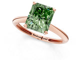 Rose gold Fancy Green Radiant Cut Diamond Solitaire Engagement Ring with Classic Band and Four-Prong Setting_13