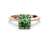 Rose gold Fancy Green Radiant Cut Diamond Solitaire Engagement Ring with Classic Band and Four-Prong Setting_36