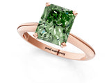 Rose gold Fancy Green Radiant Cut Diamond Solitaire Engagement Ring with Classic Band and Four-Prong Setting_37