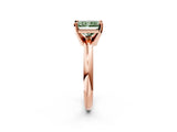 Rose gold Fancy Green Radiant Cut Diamond Solitaire Engagement Ring with Round Band and Four-Prong Setting_140