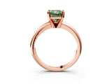 Rose gold Fancy Green Radiant Cut Diamond Solitaire Engagement Ring with Round Band and Four-Prong Setting_141
