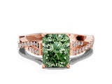Rose gold Fancy Green Radiant Cut Diamond Solitaire Engagement Ring with Twisted Pavé Band and Four-Prong Setting_44