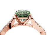 Rose gold Fancy Green Radiant Cut Diamond Solitaire Engagement Ring with Twisted Pavé Band and Four-Prong Setting_48