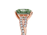 Rose gold Fancy Green Radiant Cut Diamond Solitaire Engagement Ring with Twisted Pavé Band and Four-Prong Setting_49
