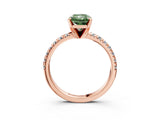 Rose gold Fancy Green Radiant Cut Diamond Solitaire Pavé Engagement Ring with Round Band and Prong Setting_59
