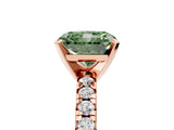 Rose gold Fancy Green Radiant Cut Diamond Solitaire Pavé Engagement Ring with Round Band and Prong Setting_61