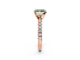 Rose gold Fancy Green Radiant Cut Diamond Solitaire Pavé Engagement Ring with Round Band and Prong Setting_64