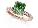 Rose gold Fancy Green Radiant Cut Diamond Solitaire Pavé Engagement Ring with Round Band and Prong Setting_75