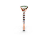 Rose gold Fancy Green Radiant Cut Diamond Solitaire Pavé Engagement Ring with Round Band and Prong Setting_76