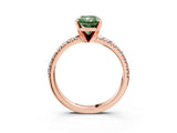 Rose gold Fancy Green Radiant Cut Diamond Solitaire Pavé Engagement Ring with Round Band and Prong Setting_77