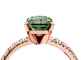 Rose gold Fancy Green Radiant Cut Diamond Solitaire Pavé Engagement Ring with Round Band and Prong Setting_78