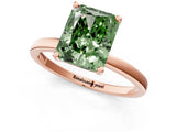 Rose gold Fancy Green Radiant Cut Diamond Solitaire Ring with Classic Band and Four-Prong Setting_1