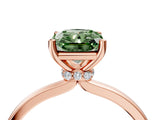 Rose gold Fancy Green Radiant Cut Diamond Solitaire Ring with Classic Band and Four-Prong Setting_4