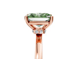 Rose gold Fancy Green Radiant Cut Diamond Solitaire Ring with Classic Band and Four-Prong Setting_5