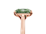 Rose gold Fancy Green Radiant Cut Diamond Solitaire Ring with Flower Prong Setting and Classic Band_17