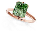 Rose gold Fancy Green Radiant Cut Diamond Solitaire Ring with Flower Prong Setting and Classic Band_37