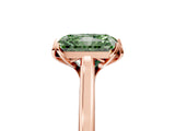 Rose gold Fancy Green Radiant Cut Diamond Solitaire Ring with Flower Prong Setting and Classic Band_41